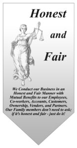 Core Values - Honest and Fair