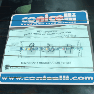 Temporary Registration Sticker